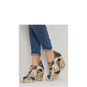 Freebird By Steven Steel Leather Boho Ankle Boot Blue Multi Size 8